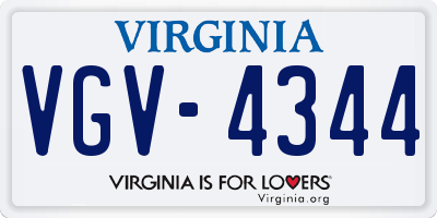VA license plate VGV4344