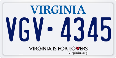 VA license plate VGV4345