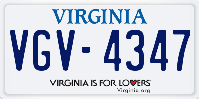 VA license plate VGV4347
