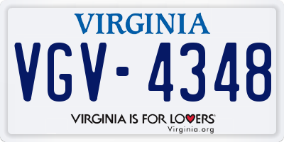VA license plate VGV4348