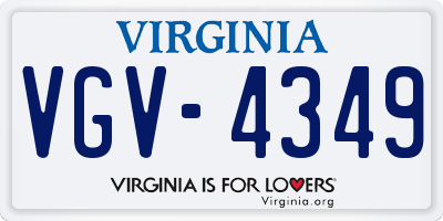 VA license plate VGV4349