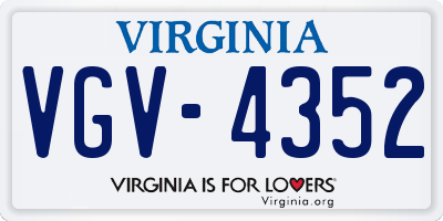 VA license plate VGV4352