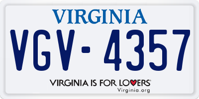 VA license plate VGV4357