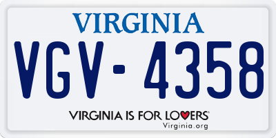 VA license plate VGV4358