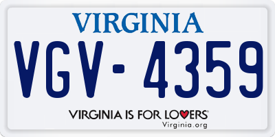 VA license plate VGV4359