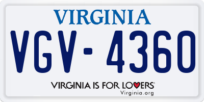 VA license plate VGV4360