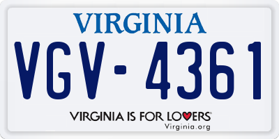 VA license plate VGV4361