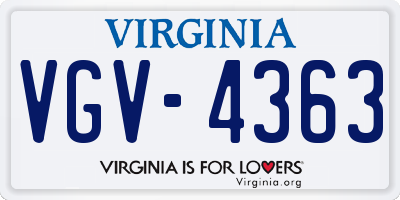 VA license plate VGV4363
