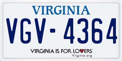 VA license plate VGV4364