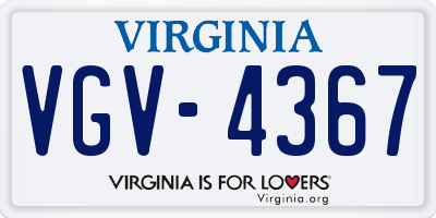 VA license plate VGV4367