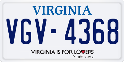 VA license plate VGV4368