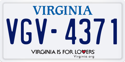 VA license plate VGV4371