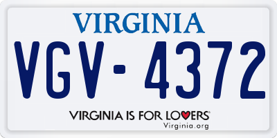 VA license plate VGV4372