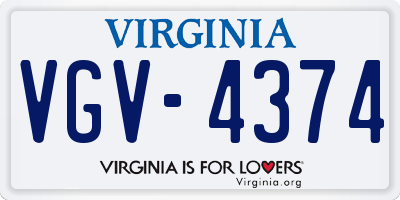 VA license plate VGV4374