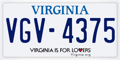 VA license plate VGV4375