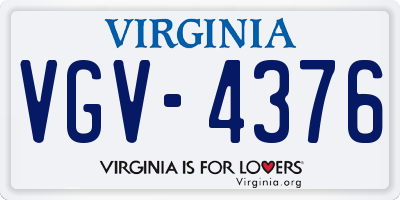 VA license plate VGV4376