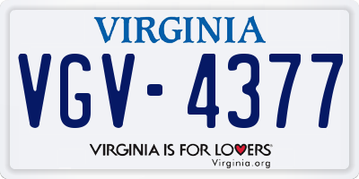 VA license plate VGV4377