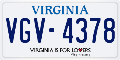 VA license plate VGV4378
