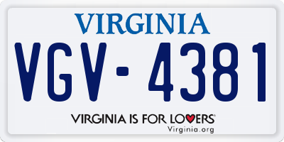 VA license plate VGV4381