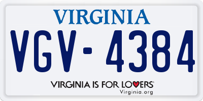 VA license plate VGV4384