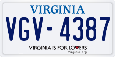 VA license plate VGV4387
