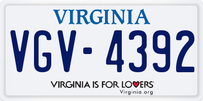 VA license plate VGV4392