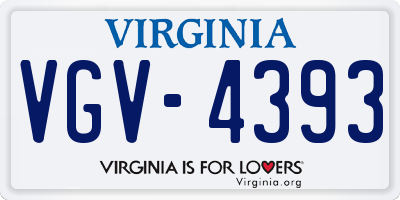 VA license plate VGV4393