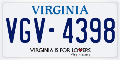 VA license plate VGV4398