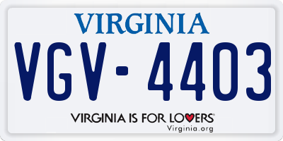 VA license plate VGV4403