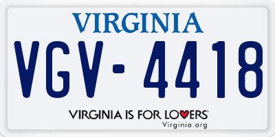 VA license plate VGV4418