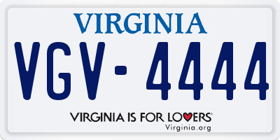 VA license plate VGV4444