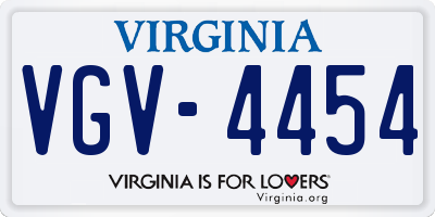 VA license plate VGV4454