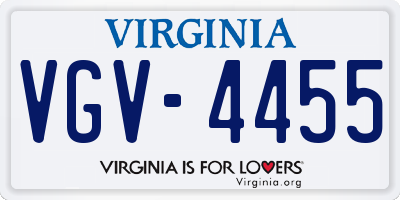 VA license plate VGV4455
