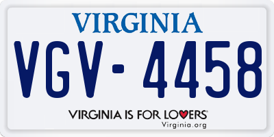 VA license plate VGV4458