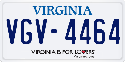 VA license plate VGV4464
