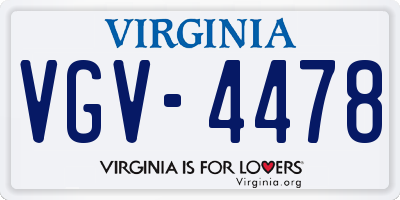 VA license plate VGV4478