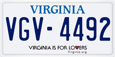 VA license plate VGV4492