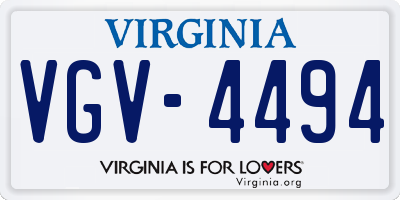 VA license plate VGV4494
