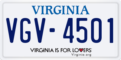VA license plate VGV4501