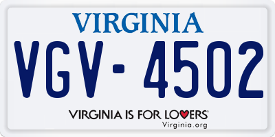 VA license plate VGV4502