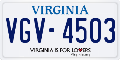 VA license plate VGV4503