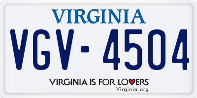 VA license plate VGV4504