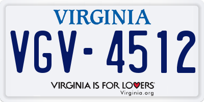 VA license plate VGV4512