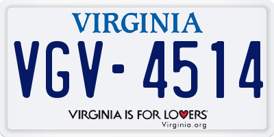 VA license plate VGV4514
