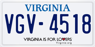 VA license plate VGV4518