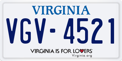 VA license plate VGV4521