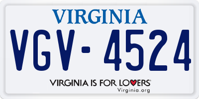 VA license plate VGV4524