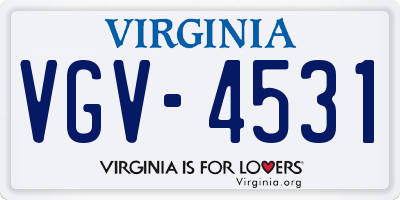 VA license plate VGV4531