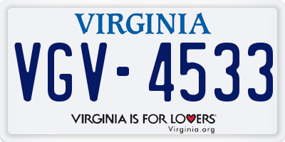 VA license plate VGV4533