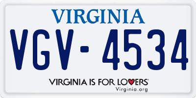 VA license plate VGV4534